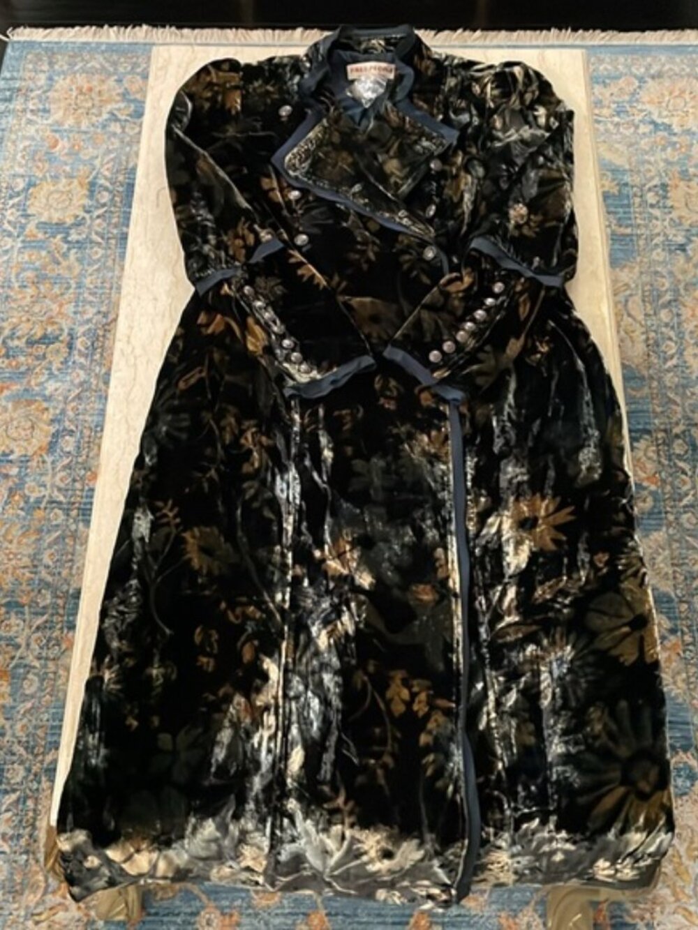 NWOT Gorgeous Free People Hazel Puff Shoulder Velvet Duster Coat. S - Picture 5 of 14